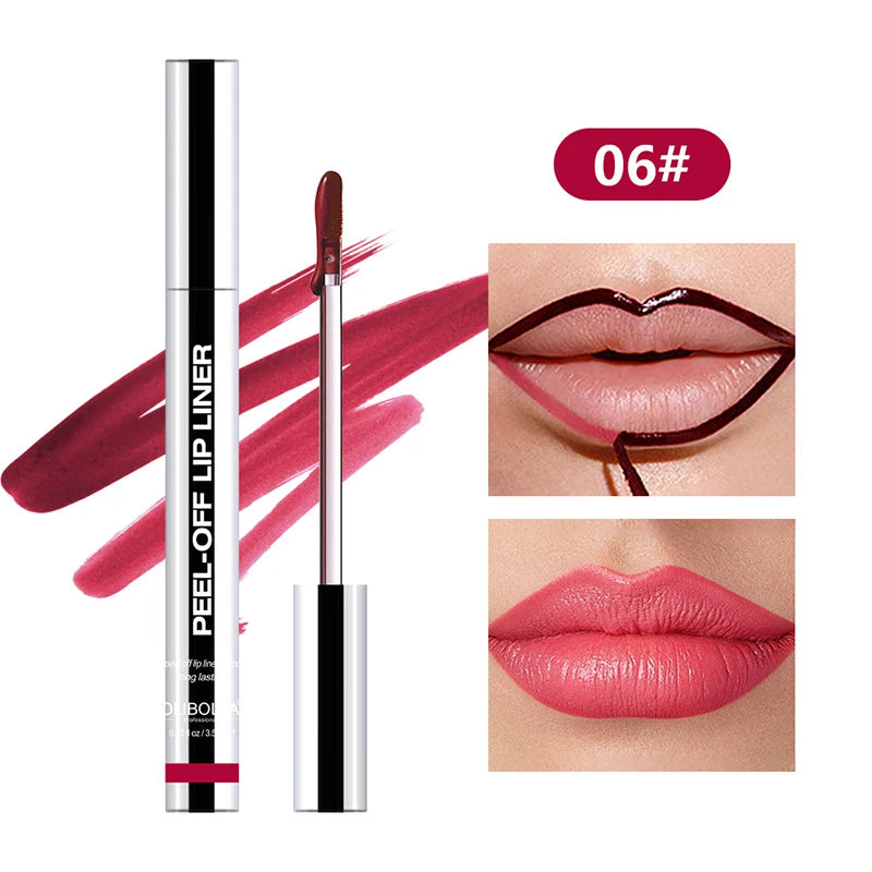 Lip Liner Waterproof Peel off Tattoo Lip Gloss Waterproof Long Lasting Matte Lip Tint Brown Contour Tear-Off Lips Stain Cosmetic