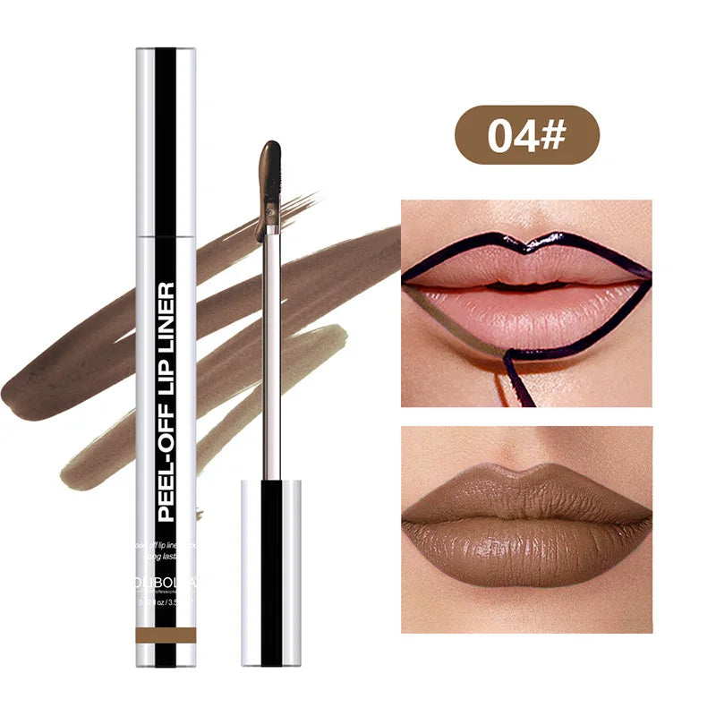 Lip Liner Waterproof Peel off Tattoo Lip Gloss Waterproof Long Lasting Matte Lip Tint Brown Contour Tear-Off Lips Stain Cosmetic