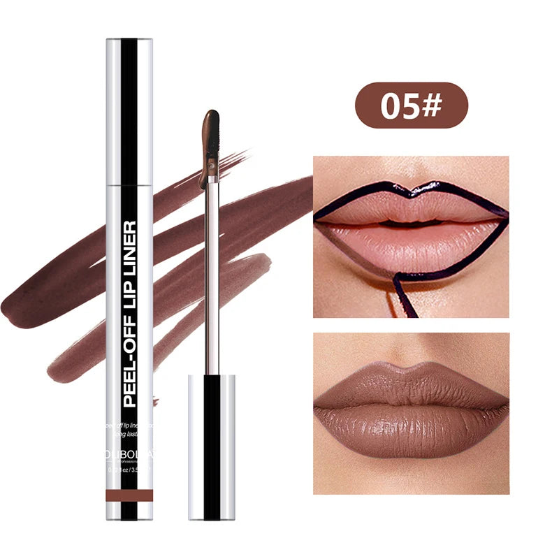 Lip Liner Waterproof Peel off Tattoo Lip Gloss Waterproof Long Lasting Matte Lip Tint Brown Contour Tear-Off Lips Stain Cosmetic