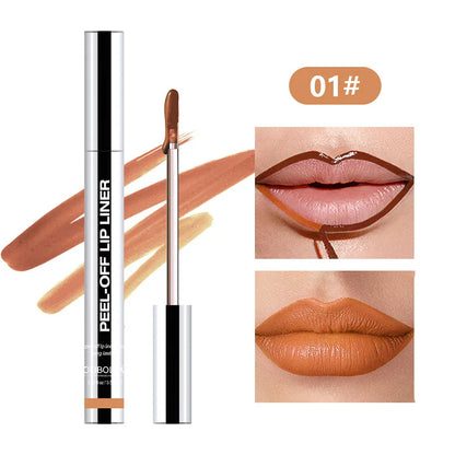 Lip Liner Waterproof Peel off Tattoo Lip Gloss Waterproof Long Lasting Matte Lip Tint Brown Contour Tear-Off Lips Stain Cosmetic